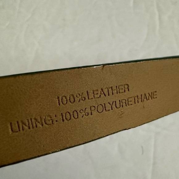 Teal Leather Belt with Gold Buckle and Textured Design - Picture 5 of 6